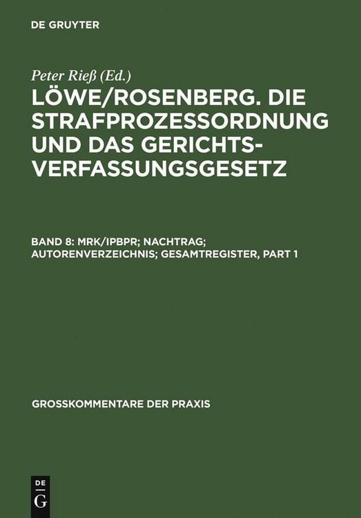 Produktbild: MRK/IPBPR; Nachtrag; Autorenverzeichnis; Gesamtregister