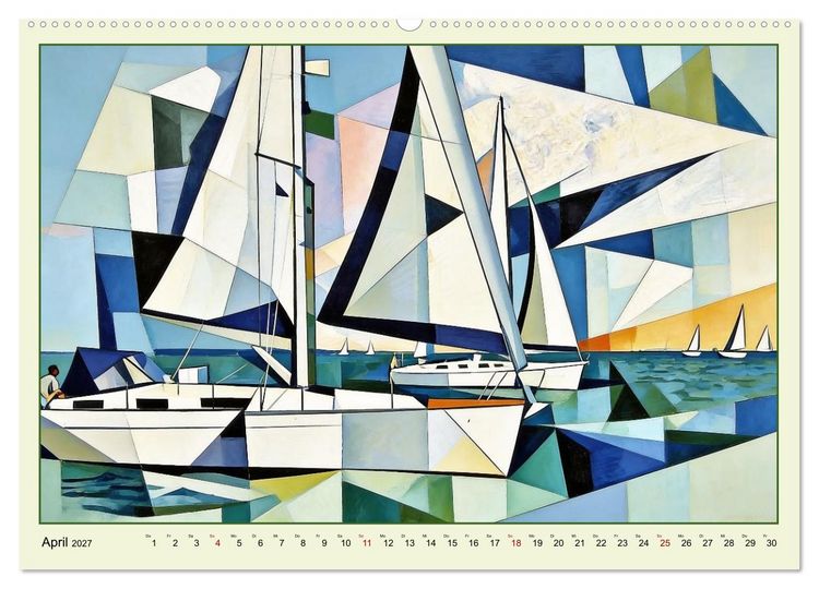Produktbild: Segelschiffe im Stil des Kubismus (Wandkalender 2027 DIN A2 quer), CALVENDO Monatskalender