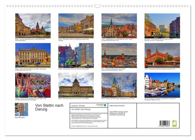 Produktbild: Von Stettin nach Danzig (Wandkalender 2026 DIN A2 quer), CALVENDO Monatskalender