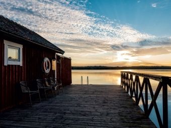 Produktbild: CALVENDO Puzzle Holzh&uuml;tte im Sonnenaufgang | 1000 Teile Lege-Gr&ouml;&szlig;e 64x48cm Foto-Puzzle f&uuml;r gl&uuml;ckliche Stunden