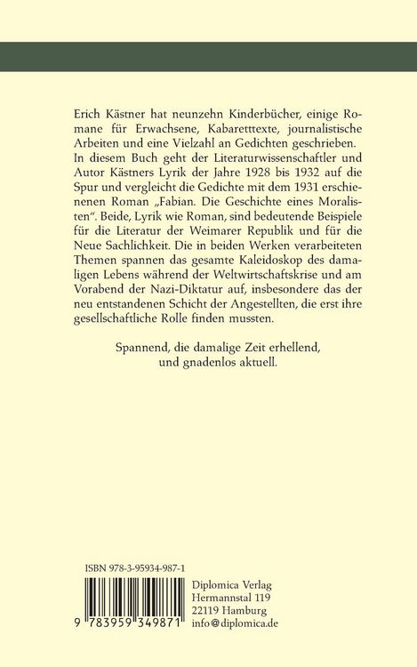 Produktbild: Erich K&auml;stners gro&szlig;e 20er Jahre. Gebrauchslyrik und Gebrauchsroman