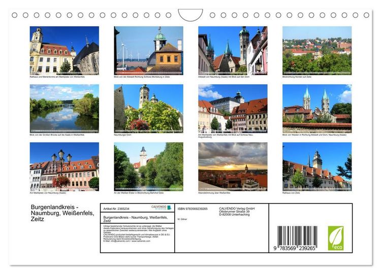 Produktbild: Burgenlandkreis - Naumburg, Wei&szlig;enfels, Zeitz (Wandkalender 2027 DIN A4 quer), CALVENDO Monatskalender