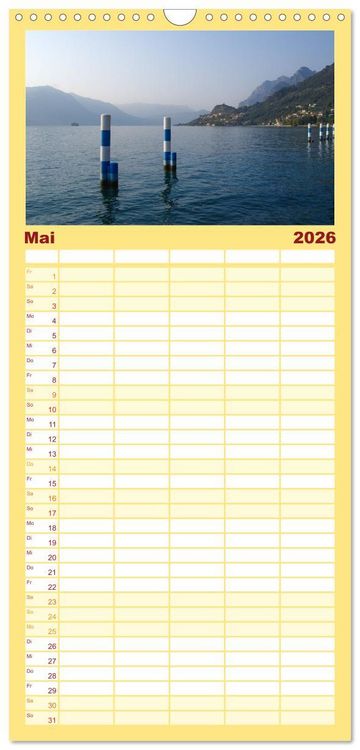 Produktbild: Familienplaner 2026 - Romantischer Lago d'Iseo mit 5 Spalten (Wandkalender, 21 x 45 cm) CALVENDO