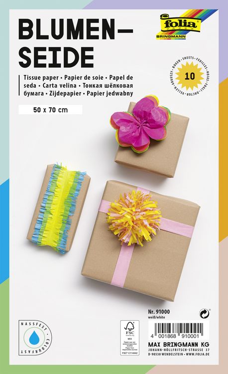 Produktbild: Folia Blumenseide 20g/m&sup2;, 50x70cm, 10 Bogen, wei&szlig;