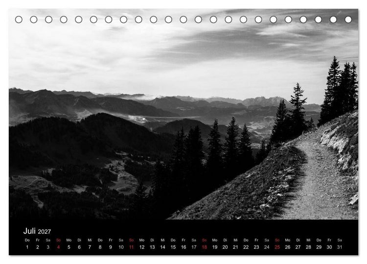 Produktbild: BERGE IN SCHWARZ WEISS (Tischkalender 2027 DIN A5 quer), CALVENDO Monatskalender