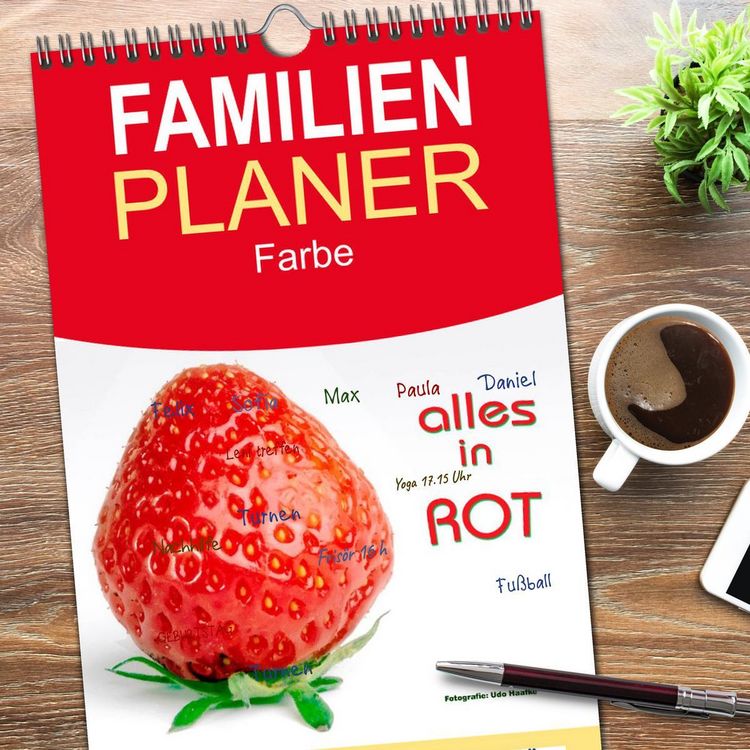 Produktbild: Familienplaner 2026 - Alles in Rot mit 5 Spalten (Wandkalender, 21 x 45 cm) CALVENDO