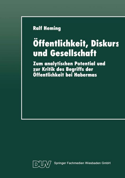 Produktbild: &Ouml;ffentlichkeit, Diskurs und Gesellschaft