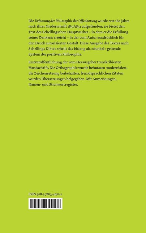 Produktbild: Urfassung der Philosophie der Offenbarung