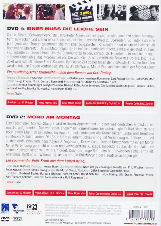 Produktbild: Einer muss die Leiche sein/Mord am Montag [2 DVDs]