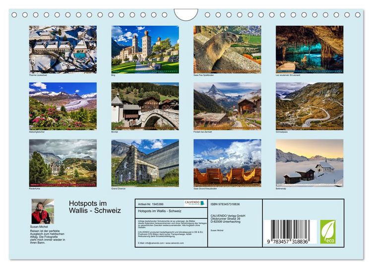 Produktbild: Hotspots im Wallis - Schweiz (Wandkalender 2026 DIN A4 quer), CALVENDO Monatskalender