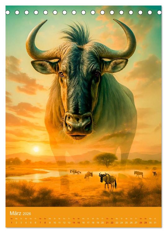 Produktbild: Afrikas wilde Seele - Magische Tierwelt im Portr&auml;t (Tischkalender 2026 DIN A5 hoch), CALVENDO Monatskalender