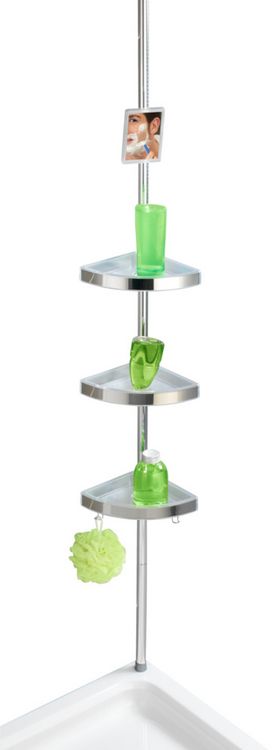 Produktbild: Teleskop Duschecke Premium gl&auml;nzend, mit 3 Ablagen und Spiegel