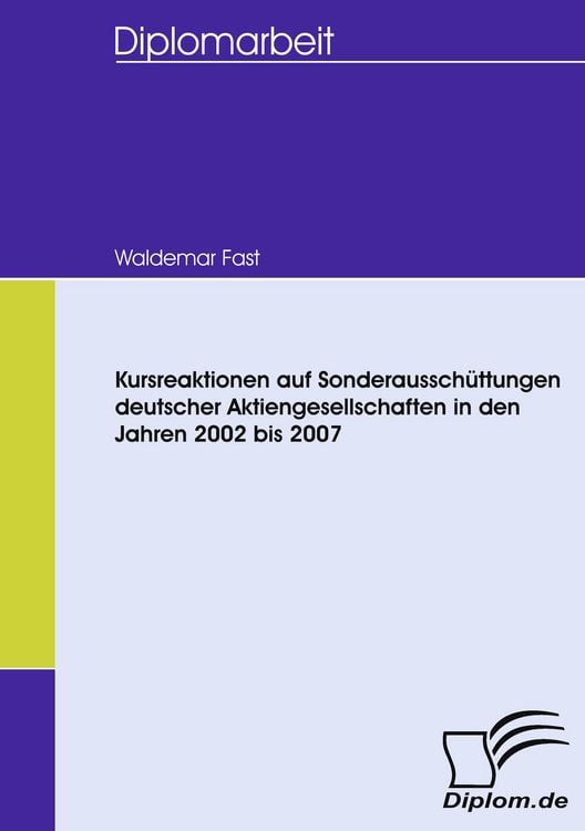 Produktbild: Kursreaktionen auf Sonderaussch&uuml;ttungen deutscher Aktiengesellschaften in den Jahren 2002 bis 2007