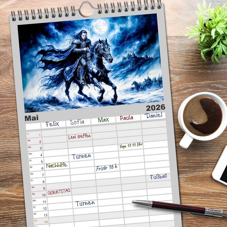 Produktbild: Familienplaner 2026 - Finsternis der Vampire - Mystischer d&uuml;sterer Fantasy Kalender mit 5 Spalten (Wandkalender, 21 x 45 cm) CALVENDO