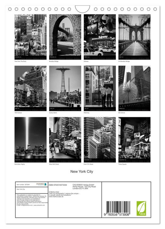 Produktbild: New York City (Wall Calendar 2026 DIN A4 portrait), CALVENDO 12 Month Wall Calendar