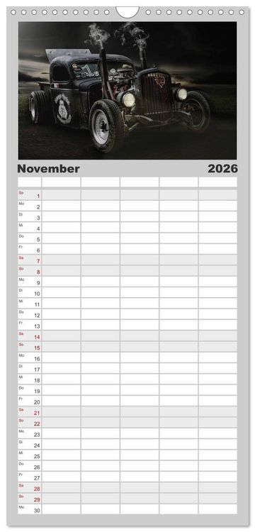 Produktbild: Familienplaner 2026 - Au&szlig;ergew&ouml;hnliche Autos - Hot Rods mit 5 Spalten (Wandkalender, 21 x 45 cm) CALVENDO