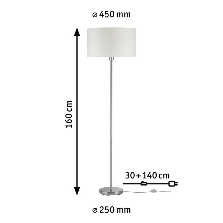 Produktbild: Paulmann Tessa 70922 Stehlampe LED E27 60W Creme, Edelstahl (geb&uuml;rstet)