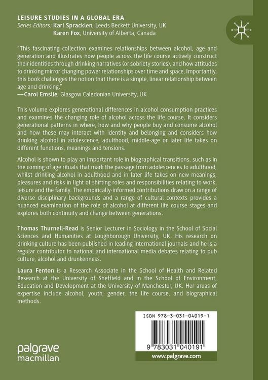 Produktbild: Alcohol, Age, Generation and the Life Course