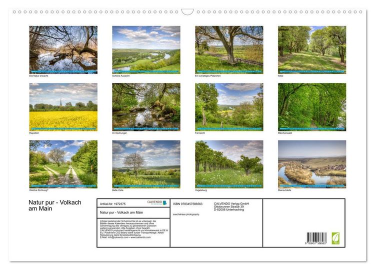 Produktbild: Natur pur - Volkach am Main (Wandkalender 2026 DIN A2 quer), CALVENDO Monatskalender