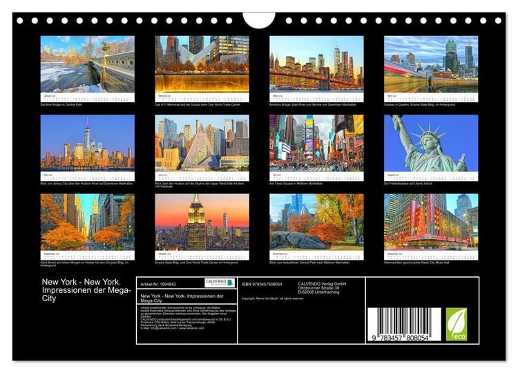 Produktbild: New York - New York. Impressionen der Mega-City (Wandkalender 2026 DIN A4 quer), CALVENDO Monatskalender