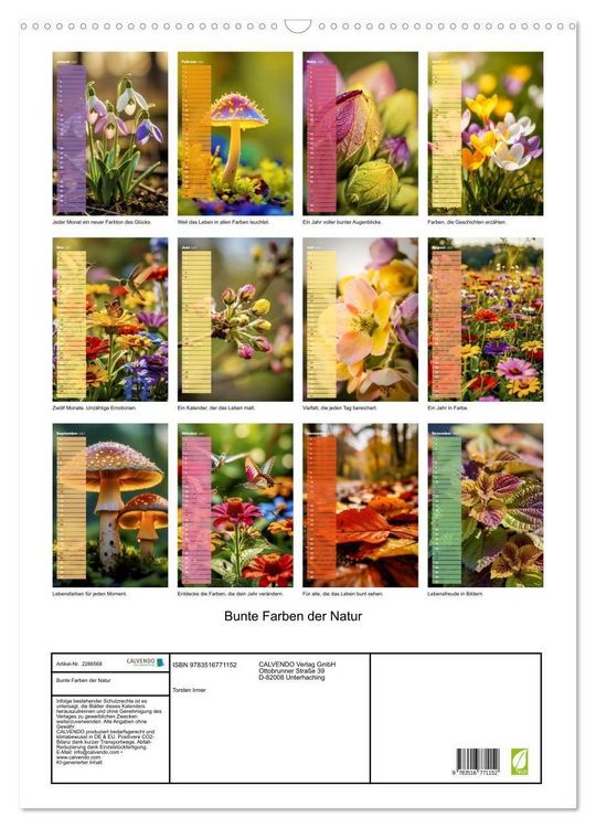 Produktbild: Bunte Farben der Natur (Wandkalender 2027 DIN A2 hoch), CALVENDO Monatskalender