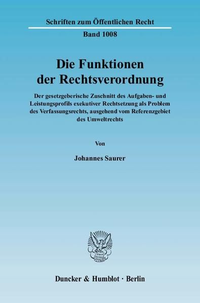 Produktbild: Die Funktionen der Rechtsverordnung.