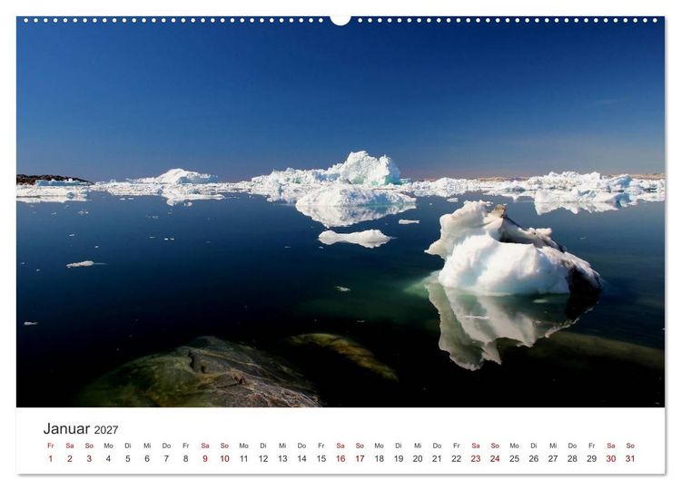 Produktbild: Gr&ouml;nland Bizarre Eiswelt um Ilulissat (hochwertiger Premium Wandkalender 2027 DIN A2 quer), Kunstdruck in Hochglanz
