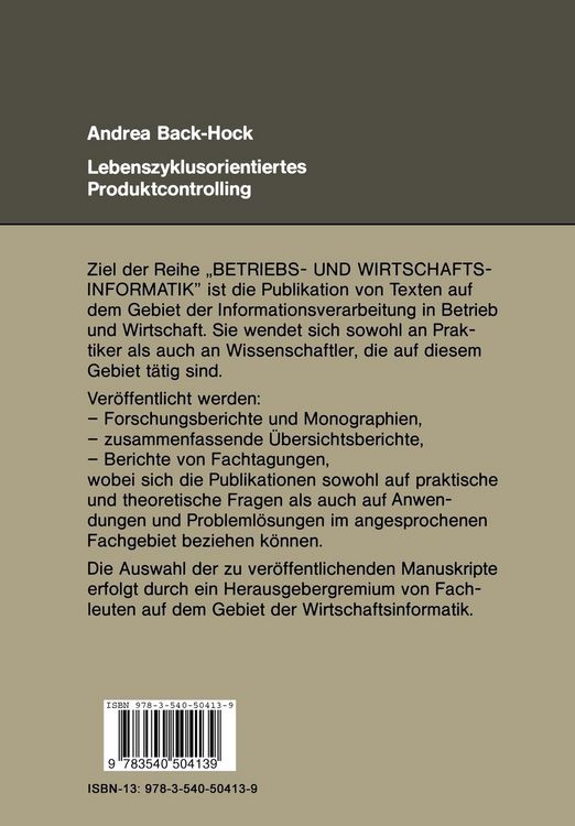 Produktbild: Lebenszyklusorientiertes Produktcontrolling