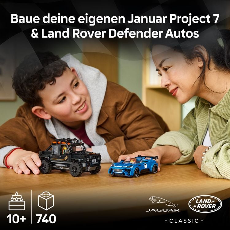 Produktbild: LEGO Speed Champions 77264 Jaguar Project 7 & Land Rover Defender, Spielzeugautos f&uuml;r Kinder