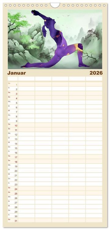 Produktbild: Familienplaner 2026 - YOGA - Harmonie von K&ouml;rper, Geist und Seele mit 5 Spalten (Wandkalender, 21 x 45 cm) CALVENDO