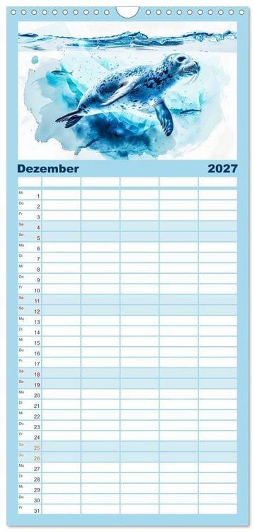 Produktbild: Familienplaner 2027 - Eisige Polarkreise - Faszination der polaren Tierwelt mit 5 Spalten (Wandkalender, 21 x 45 cm) CALVENDO