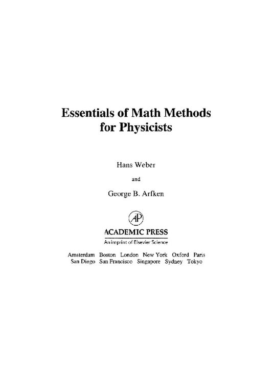 Produktbild: Essentials of Math Methods for Physicists