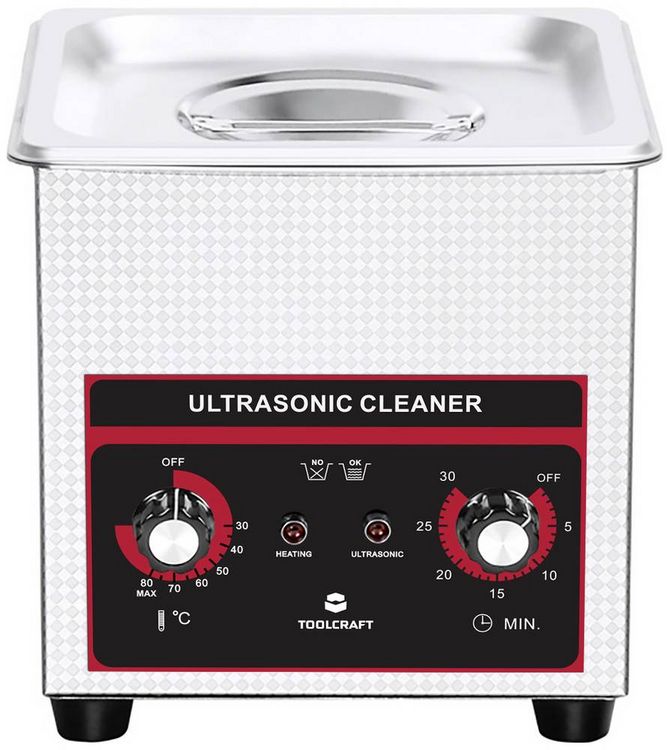 Produktbild: TOOLCRAFT USC-130 Ultraschallreiniger Schmuck, B&uuml;robedarf, Werkstatt 160 W 1.3 l mit Heizung, mit Reinigungskorb