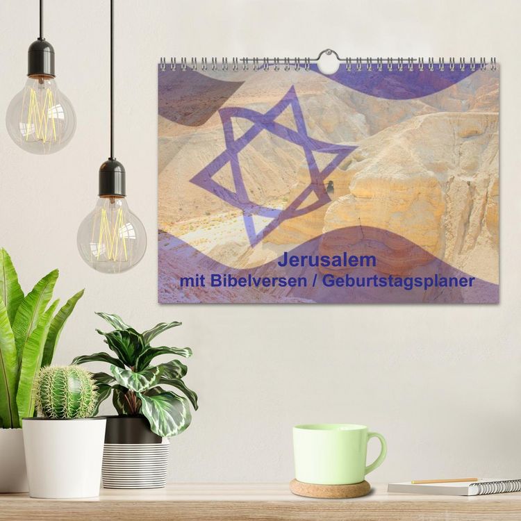 Produktbild: Jerusalem mit Bibelversen / Geburtstagsplaner (Wandkalender 2026 DIN A4 quer), CALVENDO Monatskalender