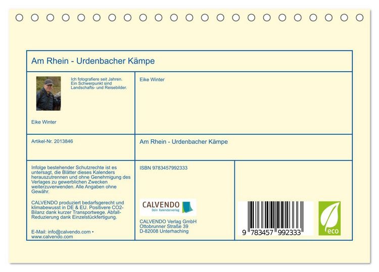 Produktbild: Am Rhein - Urdenbacher K&auml;mpe (Tischkalender 2026 DIN A5 quer), CALVENDO Monatskalender