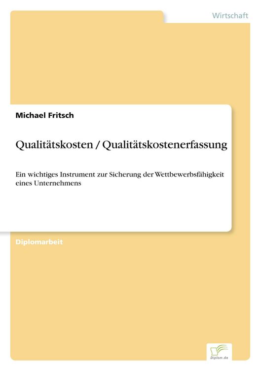 Produktbild: Qualit&auml;tskosten / Qualit&auml;tskostenerfassung