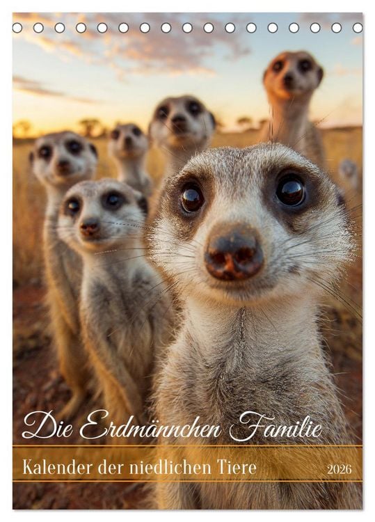 Produktbild: Die Erdm&auml;nnchen Familie - Kalender der niedlichen Tiere (Tischkalender 2026 DIN A5 hoch), CALVENDO Monatskalender