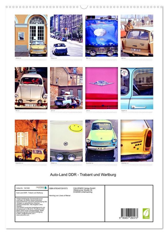 Produktbild: Auto-Land DDR - Trabant und Wartburg (hochwertiger Premium Wandkalender 2026 DIN A2 hoch), Kunstdruck in Hochglanz