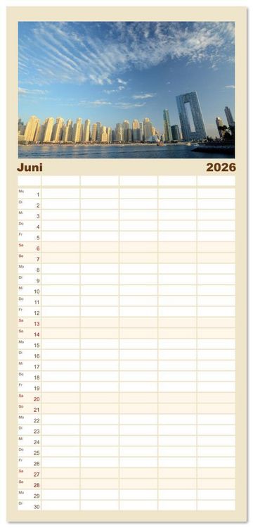Produktbild: Familienplaner 2026 - Dubai, die Stadt der Superlative. mit 5 Spalten (Wandkalender, 21 x 45 cm) CALVENDO