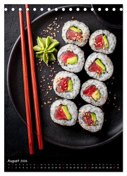 Produktbild: Sushi Kalender - Japanisches Essen f&uuml;r Sushi Liebhaber (Tischkalender 2026 DIN A5 hoch), CALVENDO Monatskalender