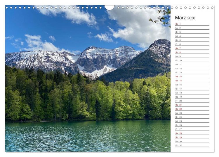 Produktbild: Alpenauszeit - Traumhafte Bergmomente am Wasser (Wandkalender 2026 DIN A3 quer), CALVENDO Monatskalender