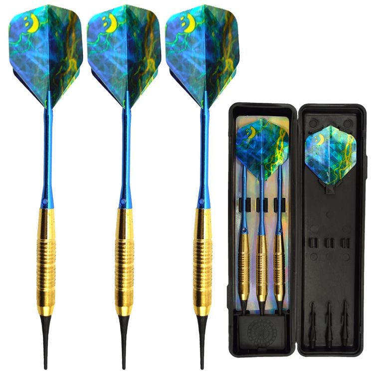 Produktbild: Dartpfeile Typhoon Softdart Nylonsicherheitsspitze blau/gold 3 St&uuml;ck