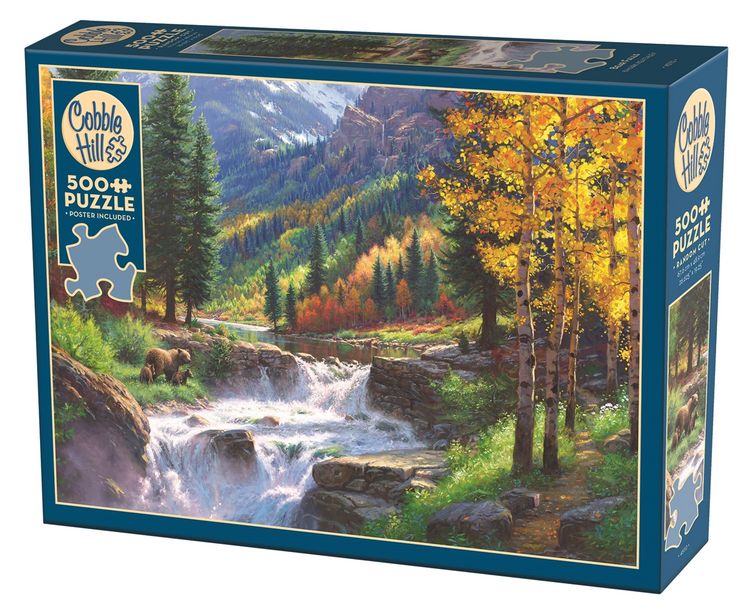 Produktbild: COBBLE HILL PUZZLES - B&auml;ren am Wasserfall 500 Teile