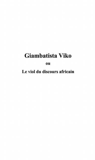Produktbild: Giambatista Viko ou Le viol du discours africain