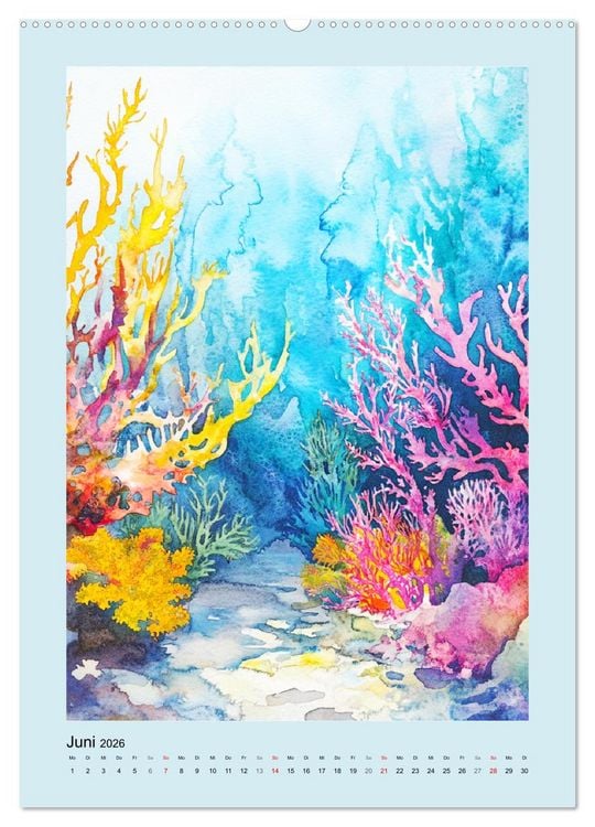 Produktbild: Ozeanpoesie. Die Unterwasserwelt im Aquarell-Stil (hochwertiger Premium Wandkalender 2026 DIN A2 hoch), Kunstdruck in Hochglanz