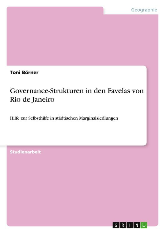Produktbild: Governance-Strukturen in den Favelas von Rio de Janeiro