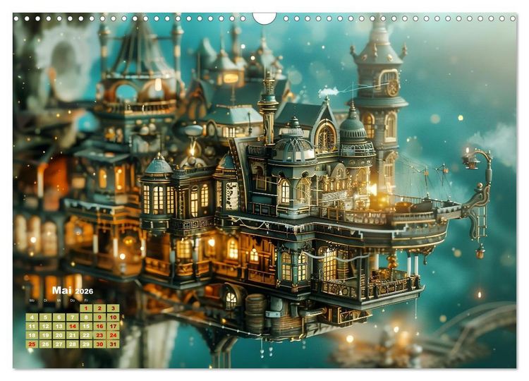 Produktbild: Miniaturwelt Faszinierend winzige H&auml;user im Steampunk-Stil (Wandkalender 2026 DIN A3 quer), CALVENDO Monatskalender