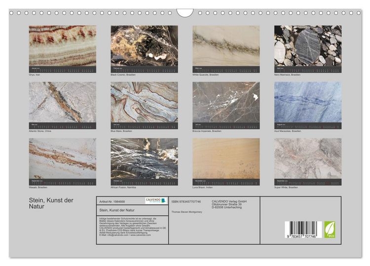 Produktbild: Stein, Kunst der Natur (Wandkalender 2026 DIN A3 quer), CALVENDO Monatskalender