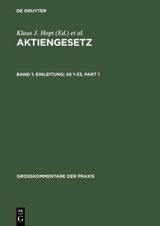 Produktbild: Aktiengesetz / Einleitung; &sect;&sect; 1-53