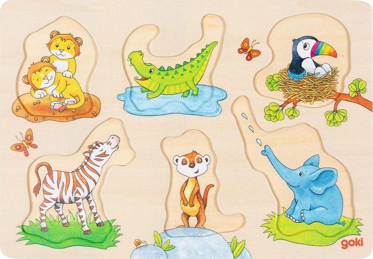 Produktbild: Hintergrundbildpuzzle wilde Tierbabies mit Elternteil